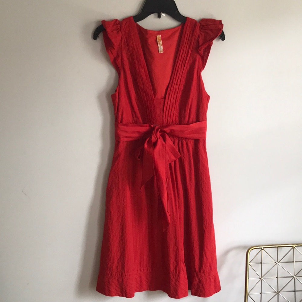 Anthropologie Red She Who Is Beautiful Dress 8